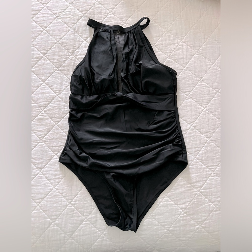 Women’s High Neck Black One-piece Swimsuit